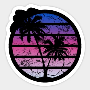 Vintage Style Distressed Twilight Synthwave Sunset SIlhouette Sticker